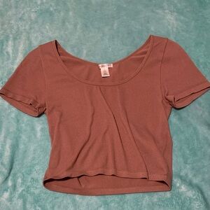 Bozzolo Mauve Short Sleeve Crop Top